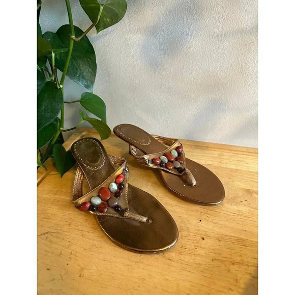 Women’s size 9 stone Heeled  Sandals - Picture 1 of 9